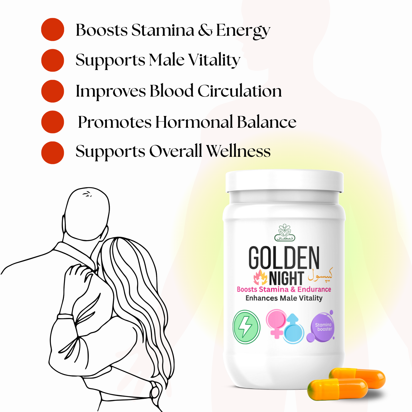 Golden Night - Men Power Herbal Capsules – Natural Vitality & Energy Support | 25 Capsules Pouch Pack