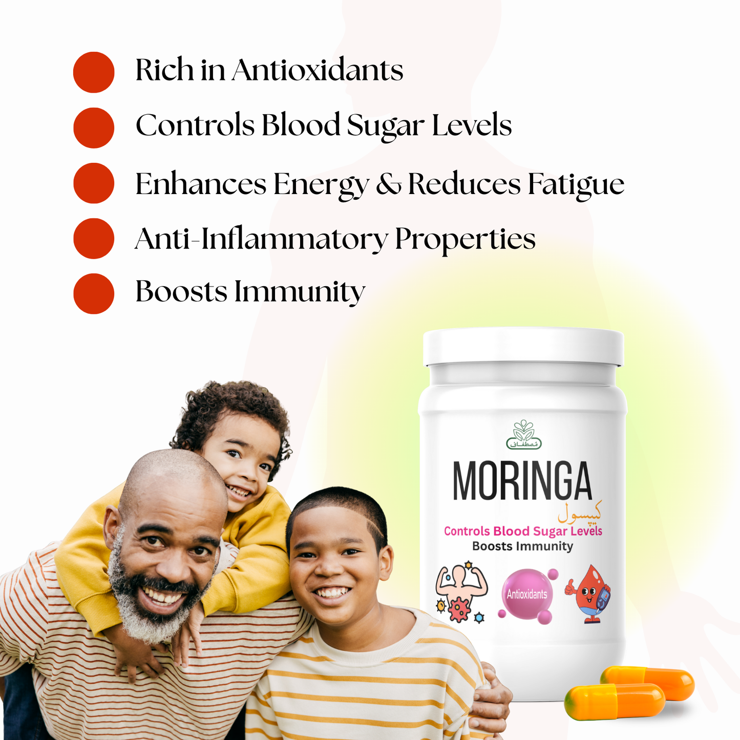 Moringa Capsules – 100% Pure Moringa Powder | Natural Energy & Immunity Booster |