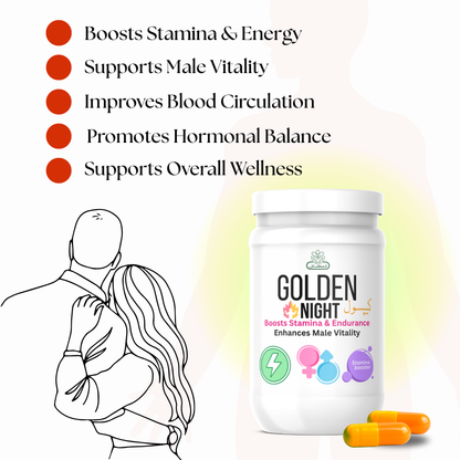 Golden Night - Men Power Herbal Capsules – Natural Vitality & Energy Support | 25 Capsules Pouch Pack