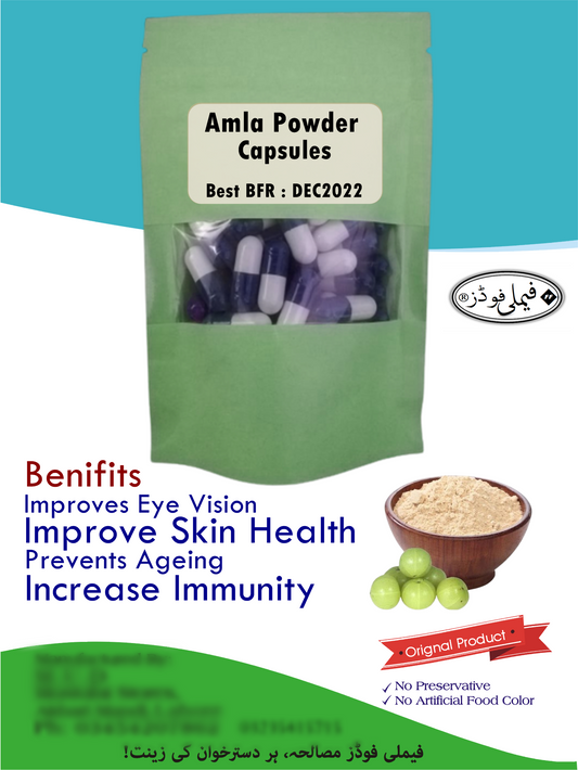 Organic Amla Powder - Pack of 60 Pills Pure Organic Amla Powder - All Natural - Vitamin C , Immune & Skin Health Support