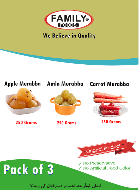 Pack of 3 - Apple Murabba , Amla Murabba & Carrot Murabba - 250 Grams Each